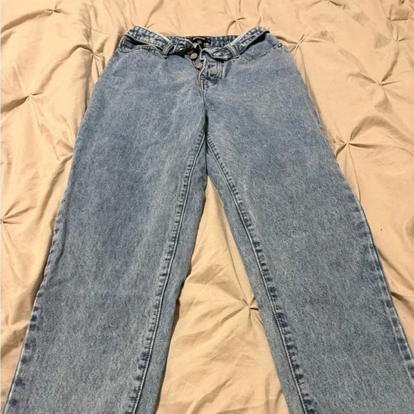 Missguided jeans Women's Blue Fold Over Straight Leg Jean size 4 - Picture 3 of 8